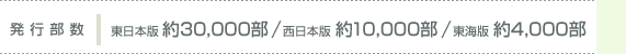 発行部数　東日本版約30,000部/西日本版約10,000部/東海版約4,000部