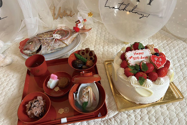 御膳とケーキ
